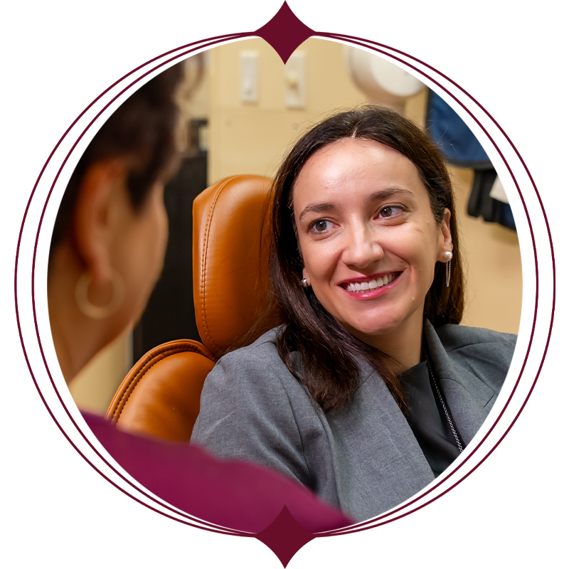 Patient smiling at doctor